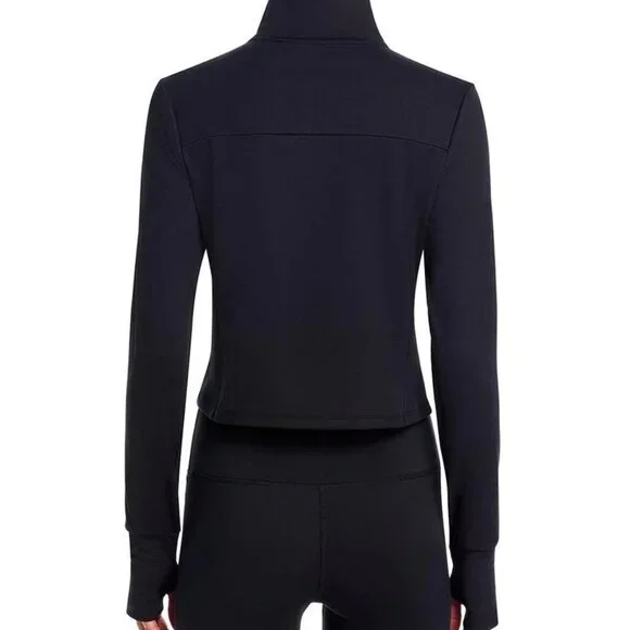 AQUA Cropped Full Zip Mock Neck Jacket Black XS NWT - Picture 7 of 7